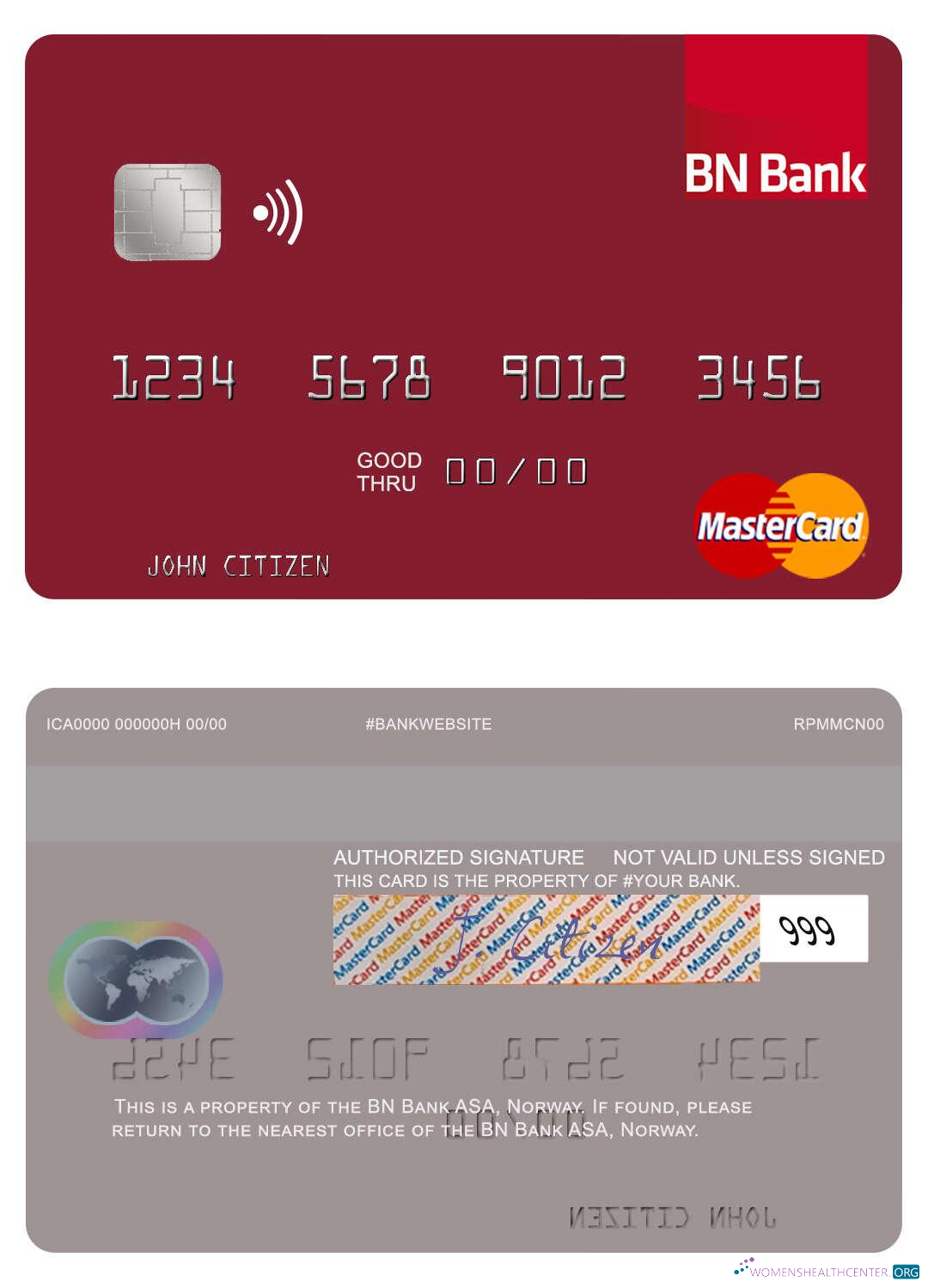Download Norway BN Bank ASA mastercard Photoshop template